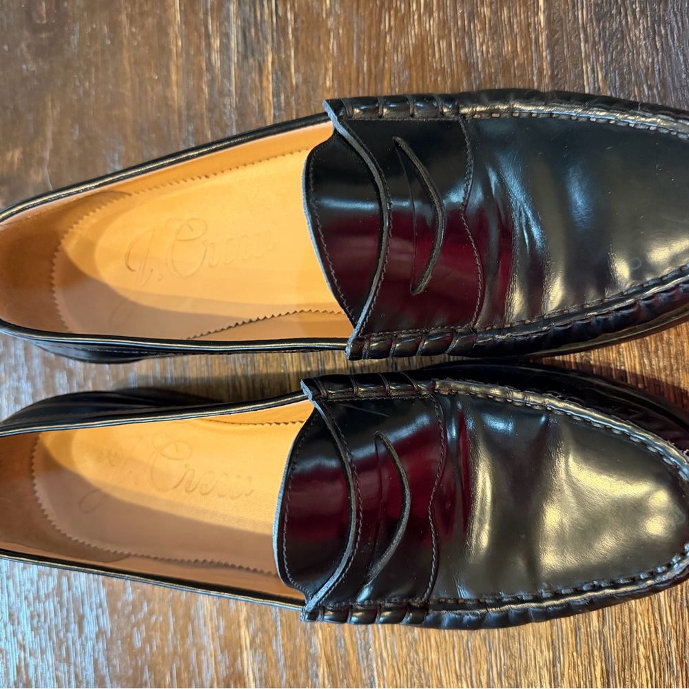 J. Crew Winona Classic Black Patent Leather Penny Loafers